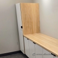 Blonde & White Tall Storage Cabinet